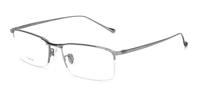 Men's Square Semi-Rimless Titanium Prescription Glasses S8803 — view 19 | Rx Spectacle
