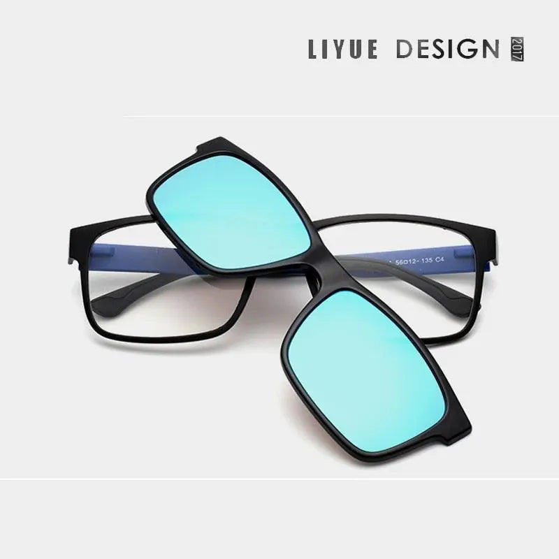 Unisex Square Full Rim Titanium Clip-On Prescription Glasses 1641 — view 9 | Rx Spectacle