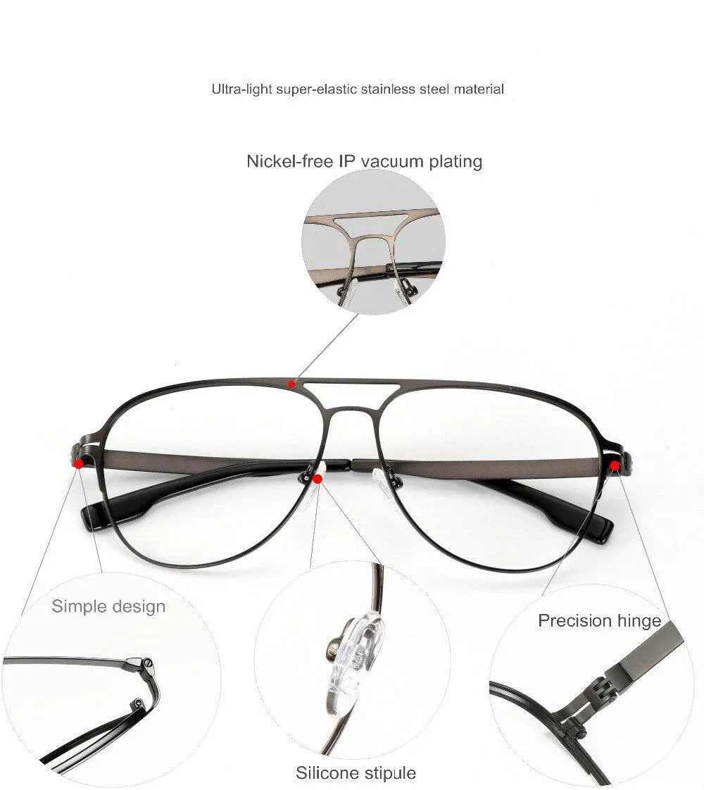 Men's Round Full Rim Alloy Double Bridge Prescription Glasses — view 12 | Rx Spectacle