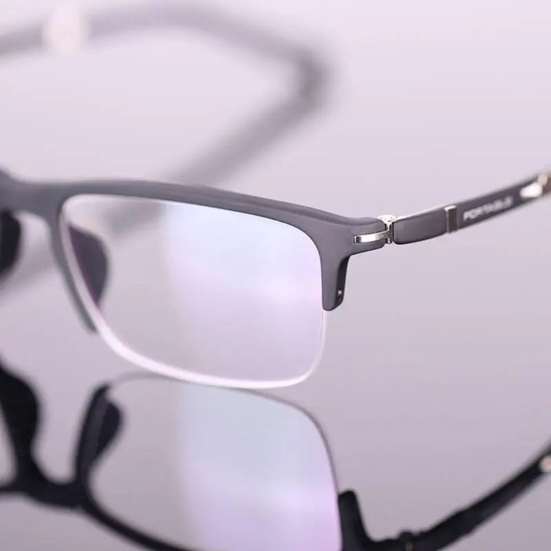 Men's Square Semi-Rimless TR90 Prescription Glasses — view 5 | Rx Spectacle