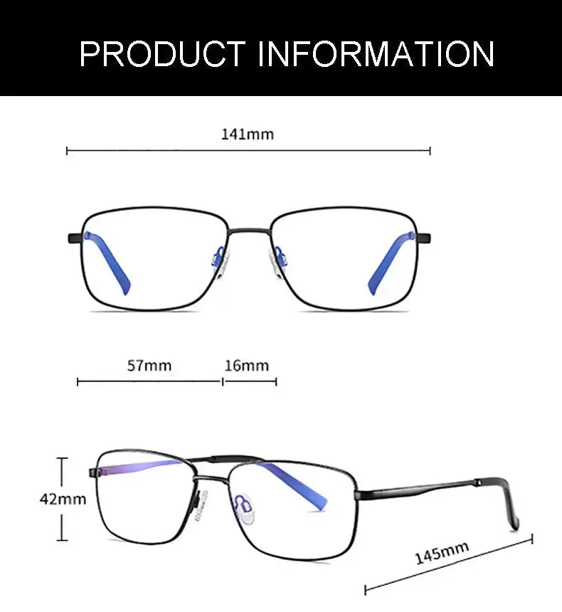 Unisex Square Full Rim Alloy Prescription Glasses 92304 — view 2 | Rx Spectacle