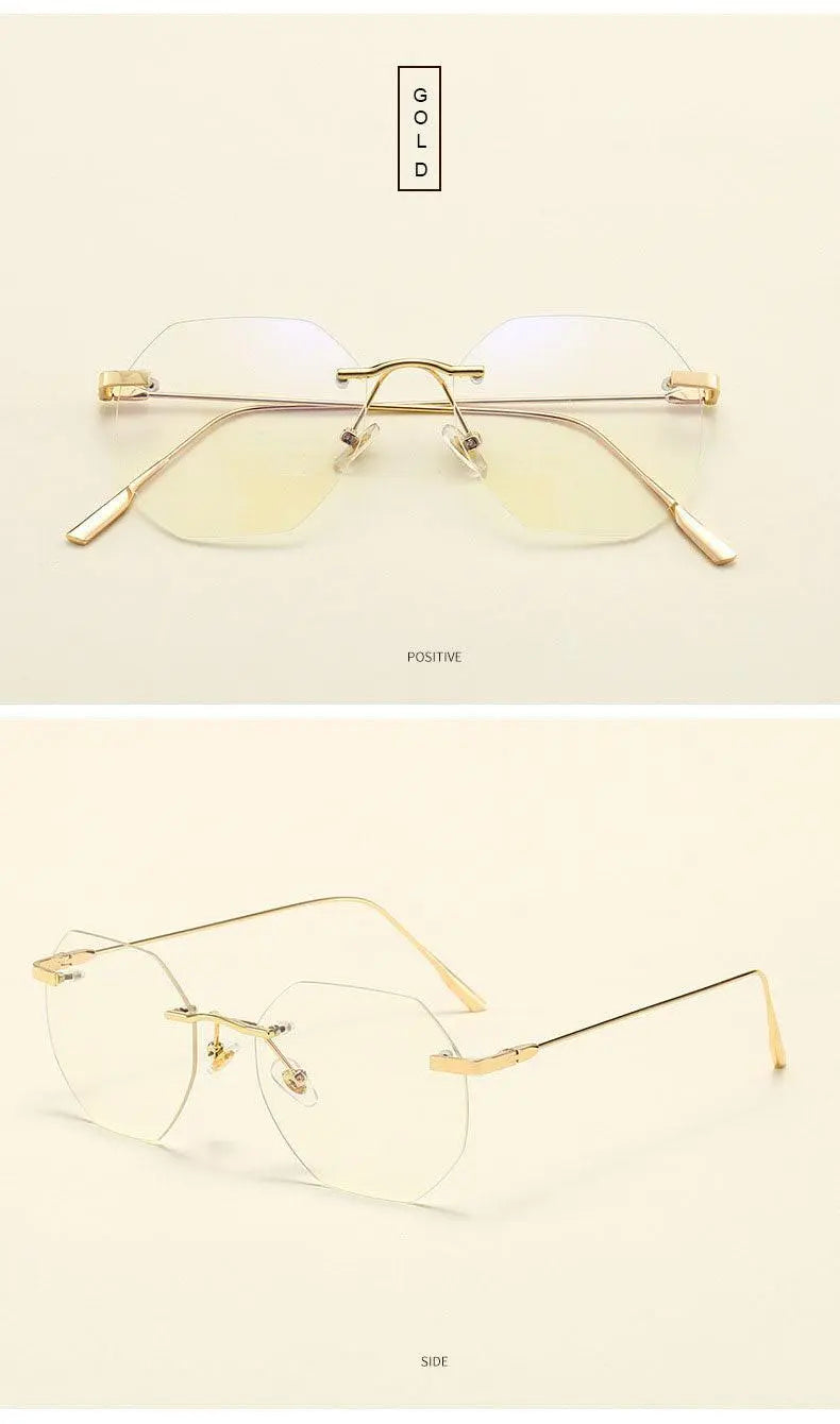 Men's Polygon Rimless Alloy Prescription Glasses 6213 — view 22 | Rx Spectacle