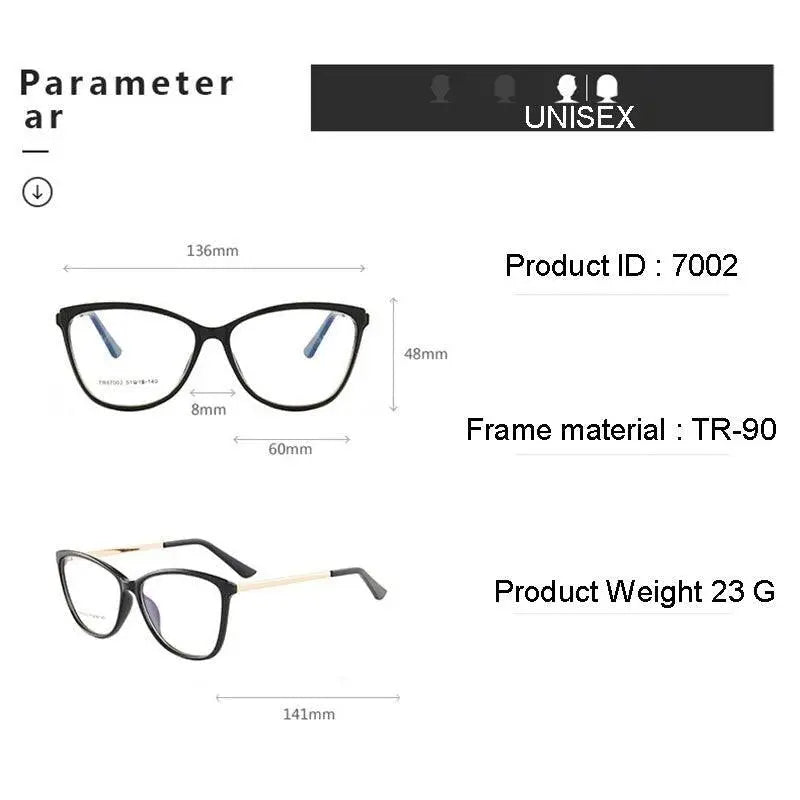 Women's Cat Eye Full Rim TR90 Prescription Glasses 7002 — view 10 | Rx Spectacle
