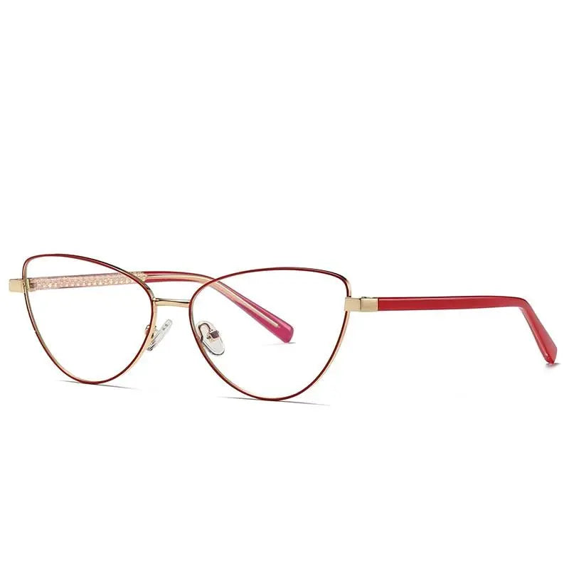 Women's Cat Eye Full Rim Alloy Prescription Glasses 3006 — view 10 | Rx Spectacle
