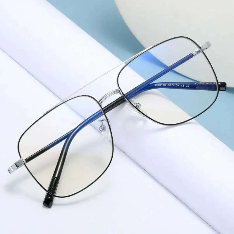 Women's Square Full Rim Alloy Double Bridge Prescription Glasses 291804 — view 1 | Rx Spectacle