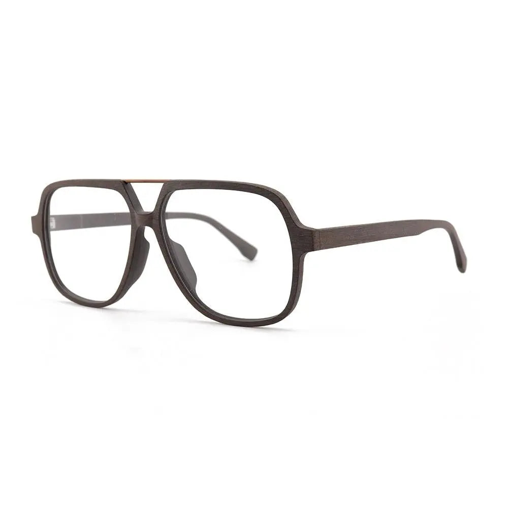 Unisex Polygon Full Rim Wood Double Bridge Prescription Glasses 6018 — view 6 | Rx Spectacle