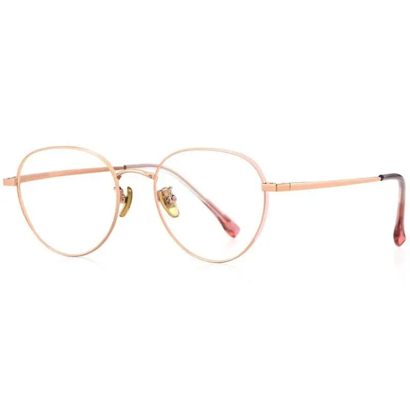 Women's Round Full Rim Titanium Prescription Glasses T3927 — view 5 | Rx Spectacle