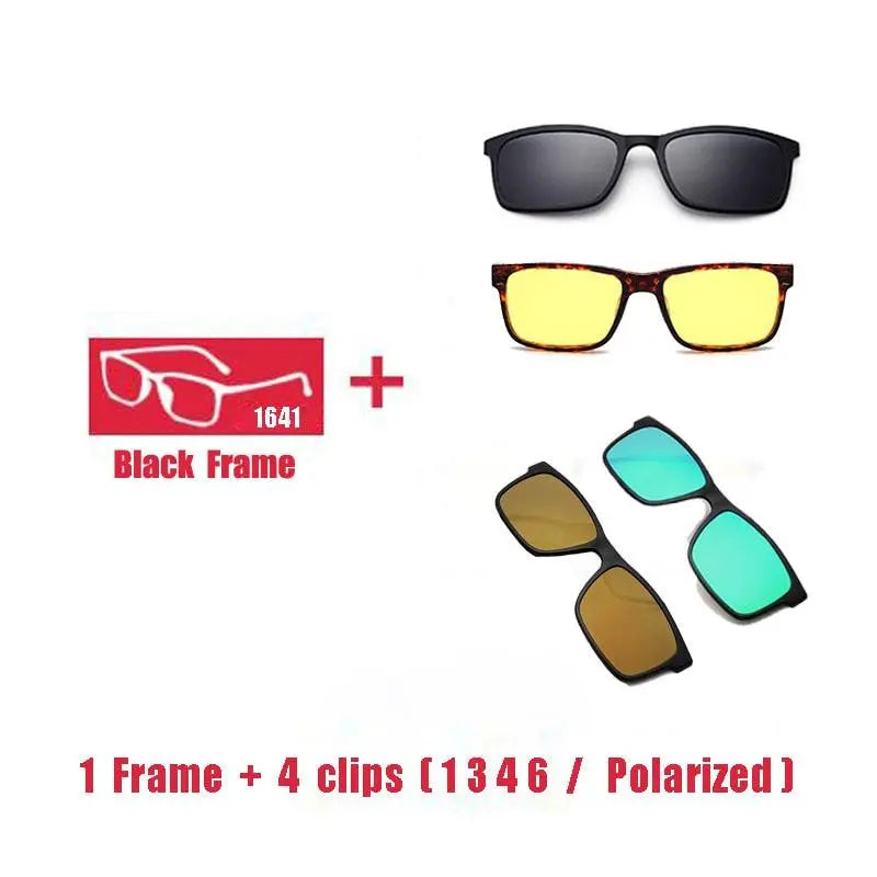 Unisex Square Full Rim Titanium Clip-On Prescription Glasses 1641 — view 17 | Rx Spectacle