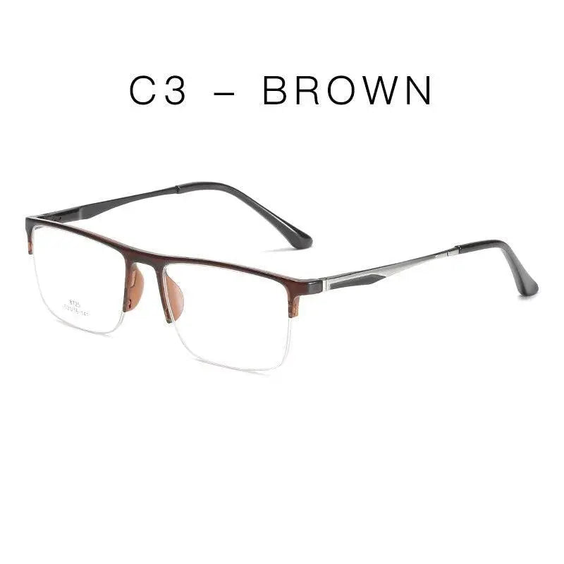 Unisex Square Semi-Rimless Alloy Prescription Glasses 8725 — view 7 | Rx Spectacle
