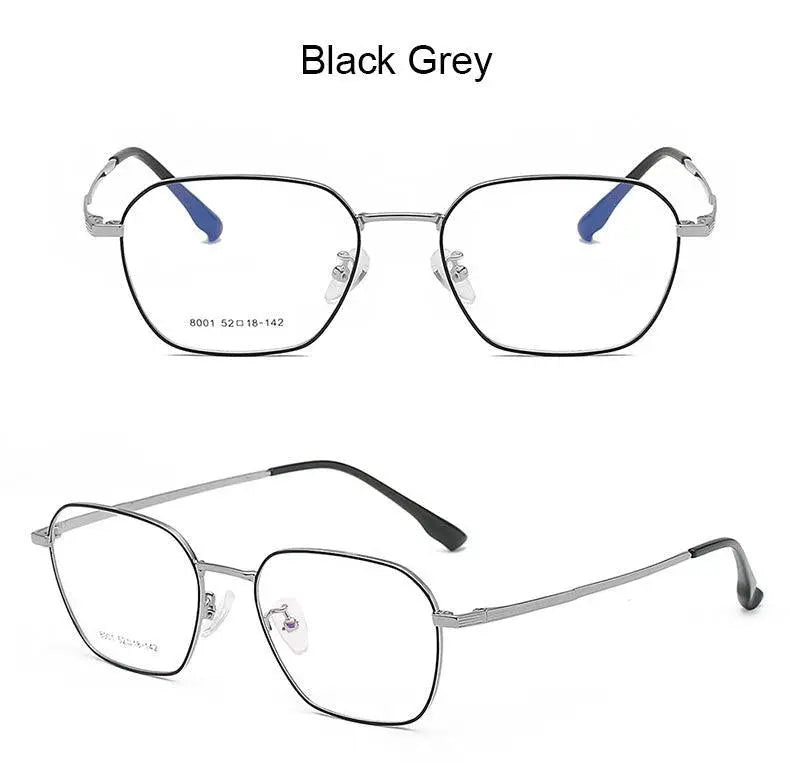 Unisex Square Full Rim Alloy Prescription Glasses 8001 — view 15 | Rx Spectacle