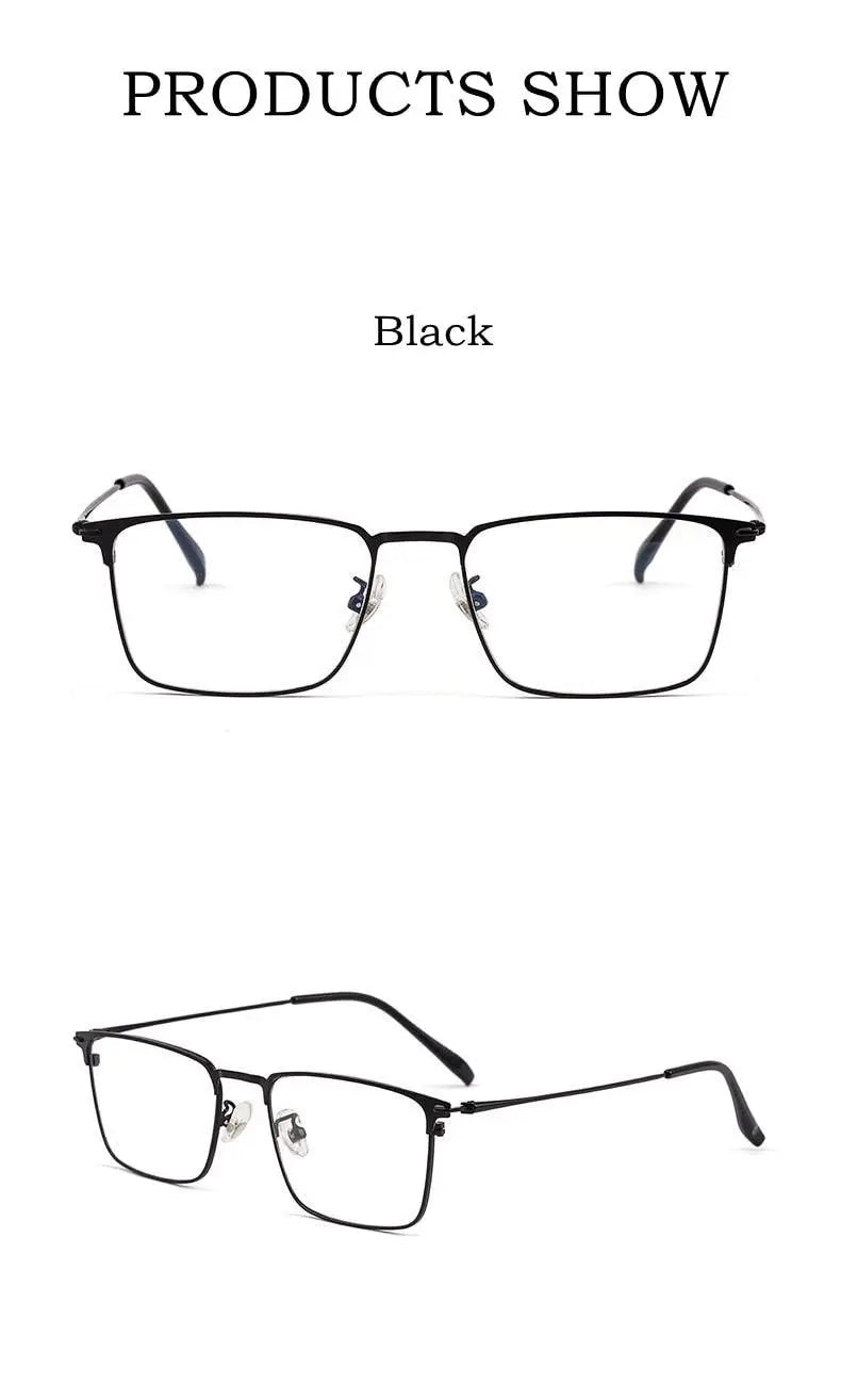 Men's Square Full Rim Titanium Prescription Glasses Y0606 — view 11 | Rx Spectacle