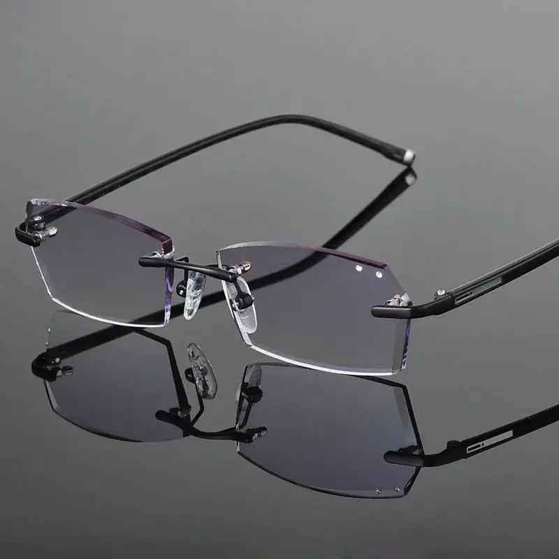 Square Rimless Alloy Prescription Glasses 658028 — view 3 | Rx Spectacle