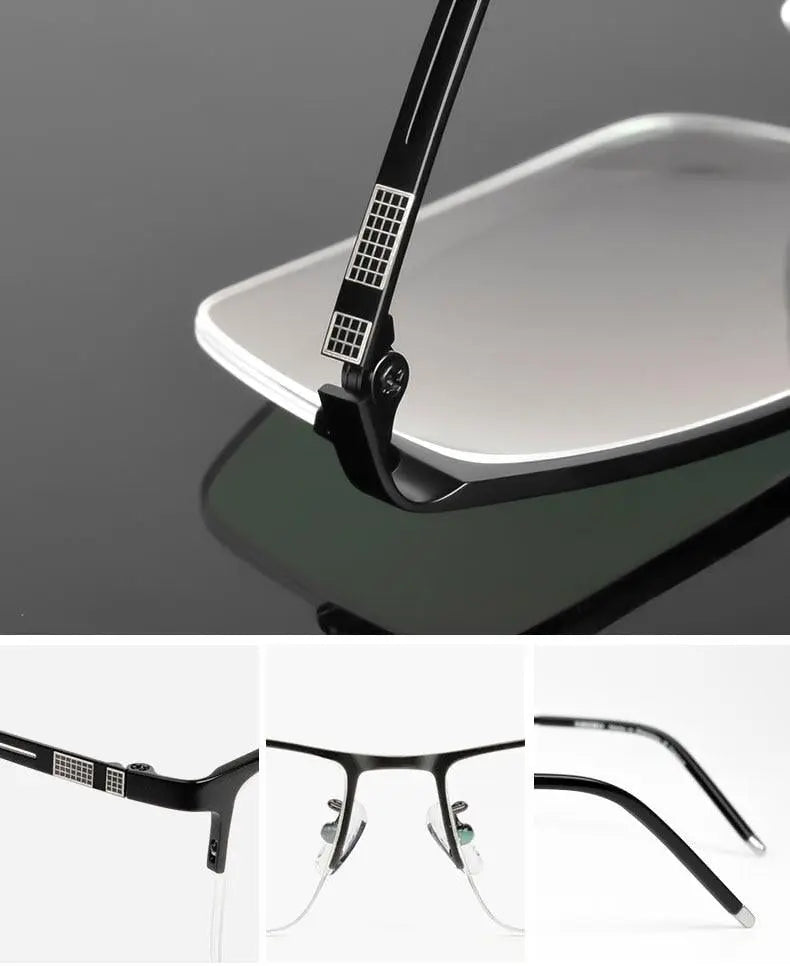 Men's Square Semi-Rimless Titanium Prescription Glasses Ej8606 — view 8 | Rx Spectacle