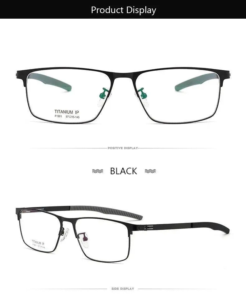 Men's Square Full Rim Titanium Prescription Glasses F1981 — view 11 | Rx Spectacle
