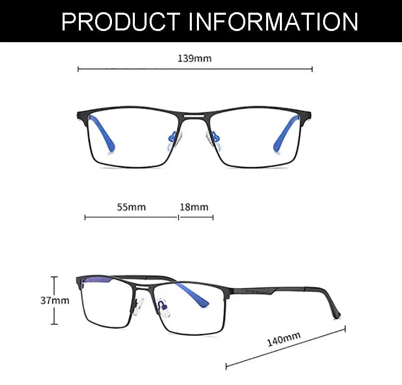 Men's Square Full Rim Alloy Prescription Glasses 59099 — view 2 | Rx Spectacle