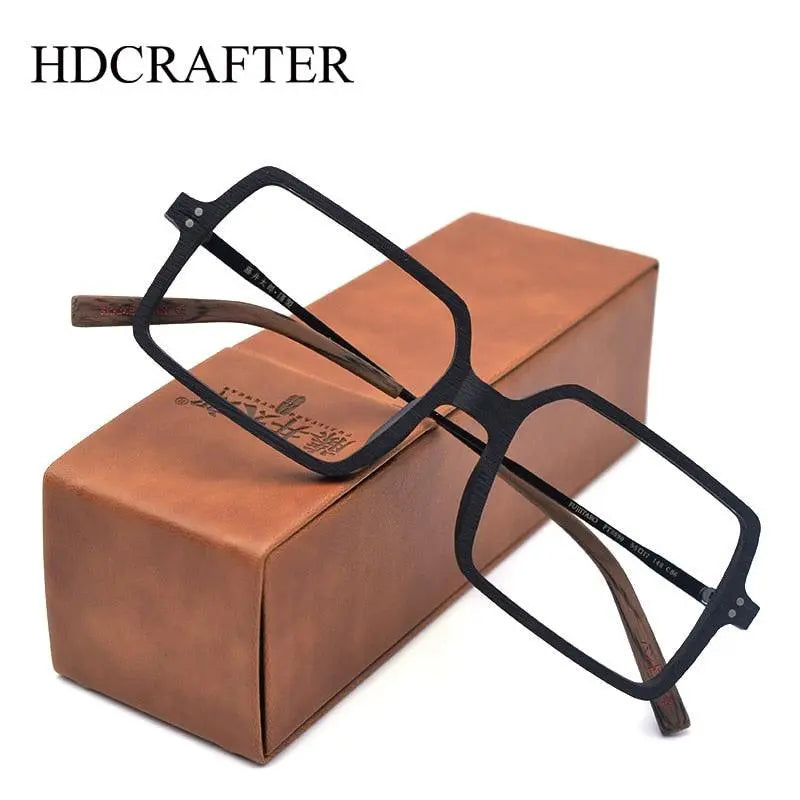 Unisex Square Full Rim Wood Oversized Prescription Glasses Ft8890 — view 2 | Rx Spectacle