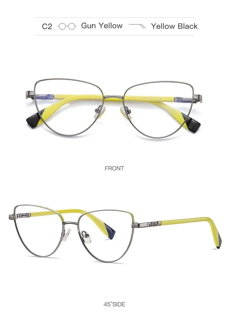Women's Cat Eye Full Rim Alloy Prescription Glasses 3018 — view 19 | Rx Spectacle