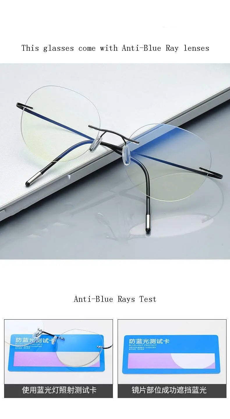 Unisex Polygon Rimless Titanium Prescription Glasses 6001-6002 — view 20 | Rx Spectacle