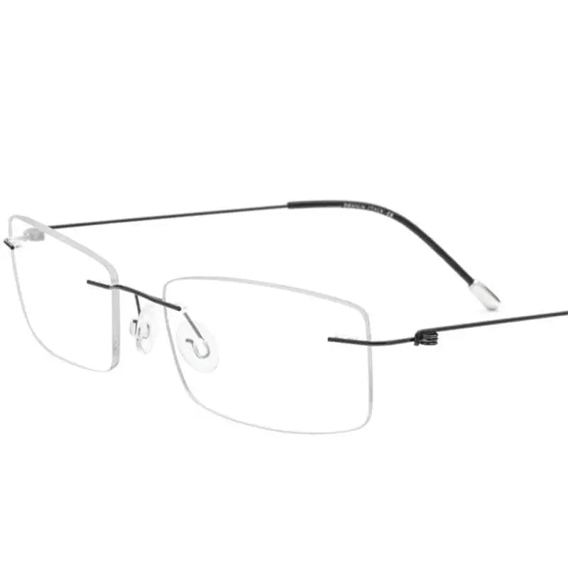 Women's Rectangular Rimless Titanium Prescription Glasses P8361 — view 9 | Rx Spectacle