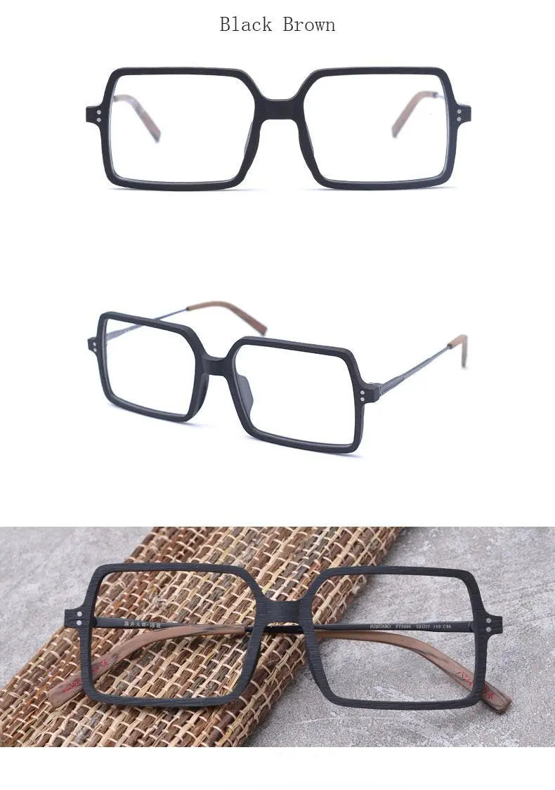 Unisex Square Full Rim Wood Oversized Prescription Glasses Ft8890 — view 10 | Rx Spectacle