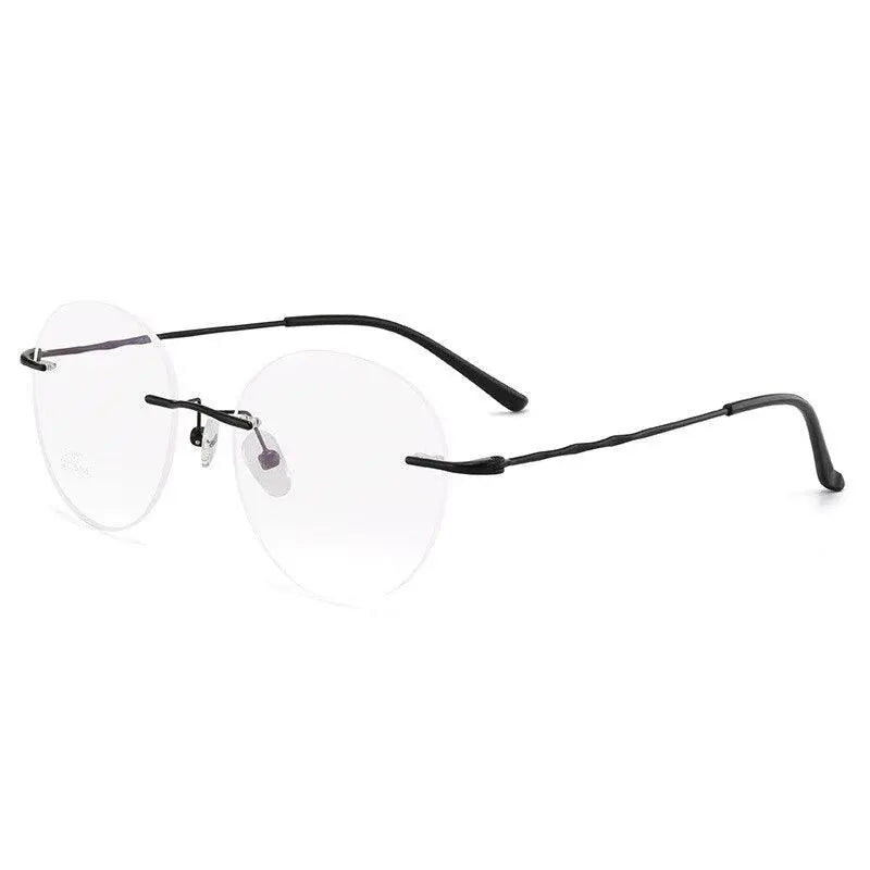Unisex Round Rimless Titanium Prescription Glasses S7057 — view 5 | Rx Spectacle