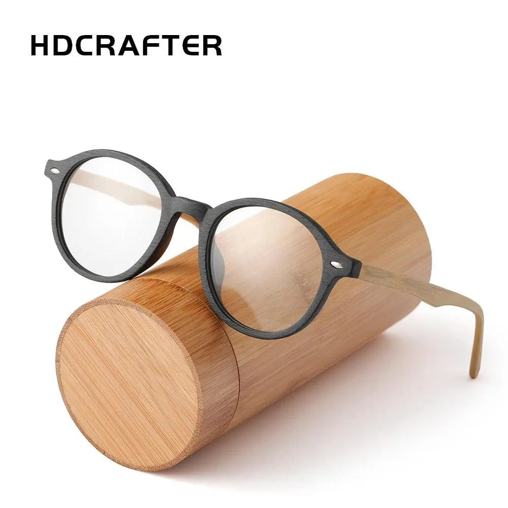 Unisex Round Full Rim Wood Prescription Glasses 4237 — view 2 | Rx Spectacle