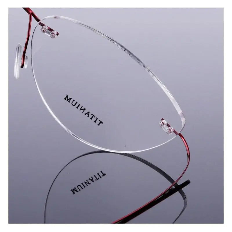 Unisex Cat Eye Rimless Titanium Prescription Glasses 20003 — view 4 | Rx Spectacle