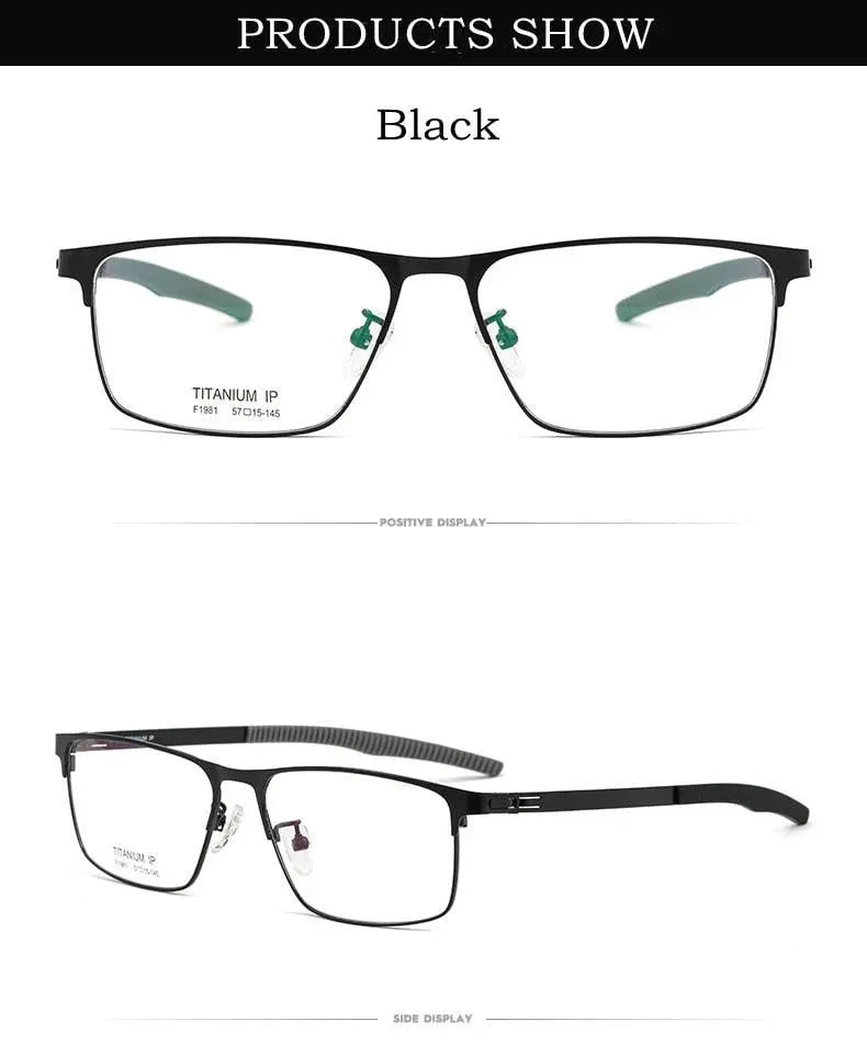 Men's Square Full Rim Titanium Prescription Glasses F1981 — view 12 | Rx Spectacle