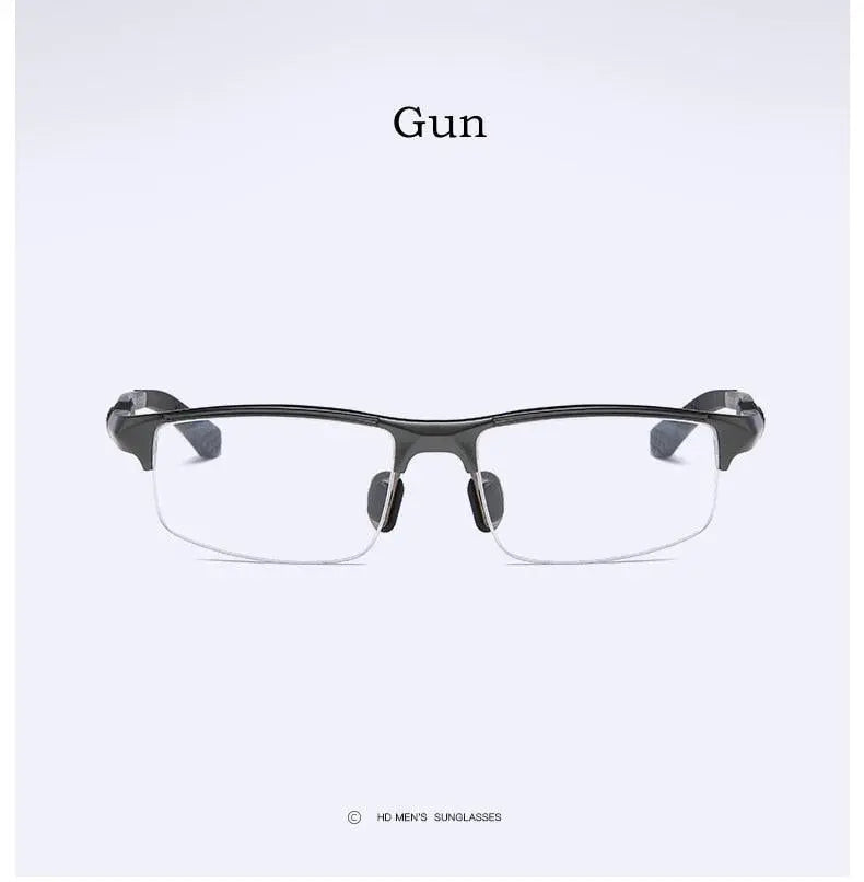 Men's Rectangular Semi-Rimless Aluminum Prescription Glasses Y3121 — view 16 | Rx Spectacle