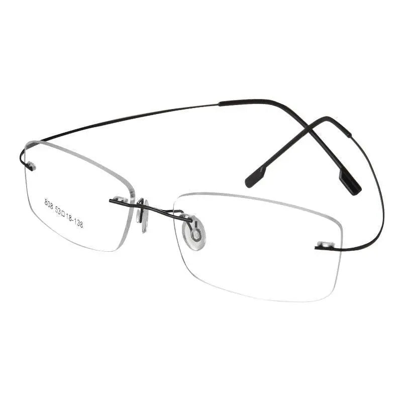 Unisex Square Rimless Titanium Prescription Glasses 861 — view 4 | Rx Spectacle
