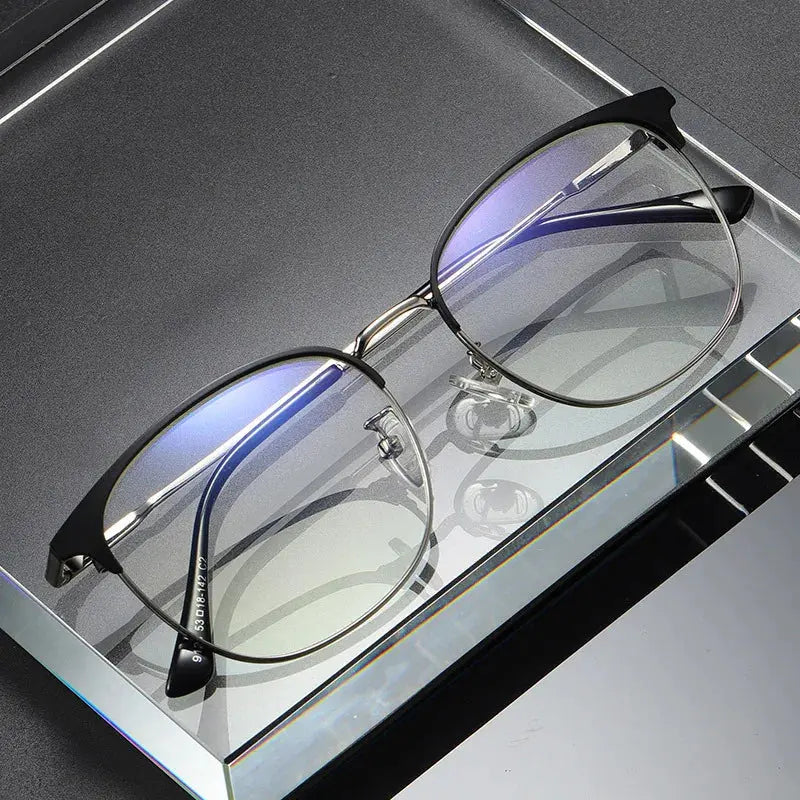 Unisex Browline Full Rim Acetate Prescription Glasses 9123 — view 1 | Rx Spectacle