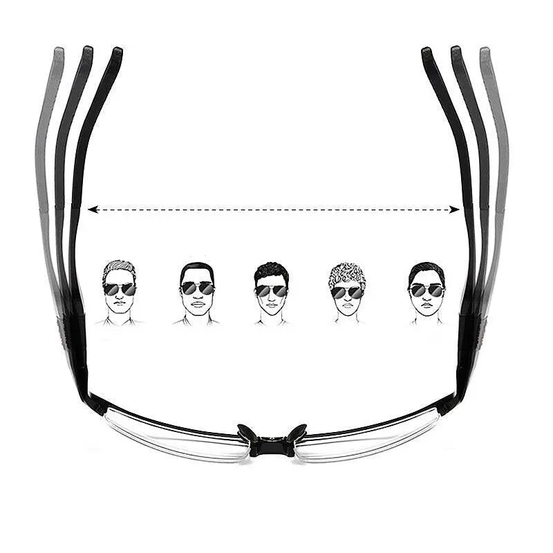Men's Square Semi-Rimless Aluminum Sports Glasses Y3121 — view 9 | Rx Spectacle