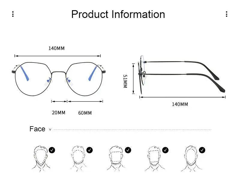 Unisex Round Full Rim Alloy Prescription Glasses 66030 — view 10 | Rx Spectacle