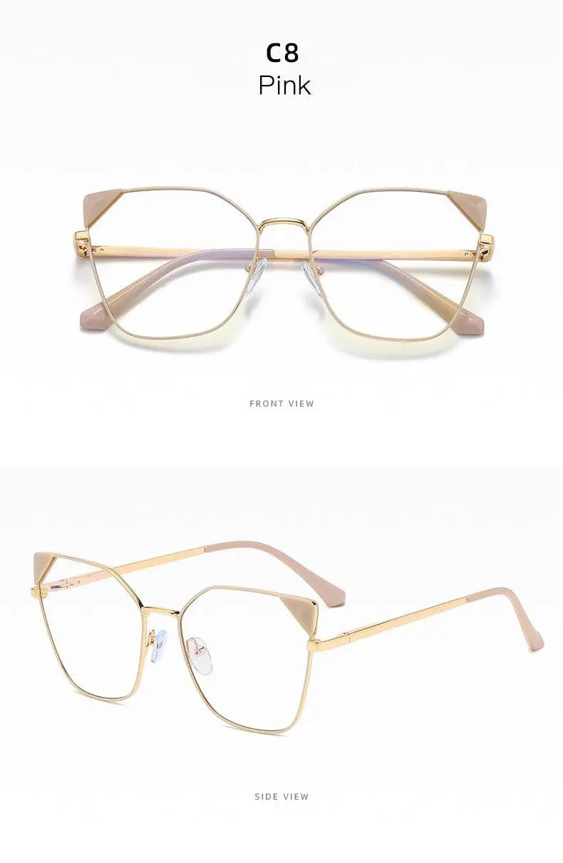 Women's Cat Eye Full Rim Alloy Prescription Glasses 95807 — view 18 | Rx Spectacle