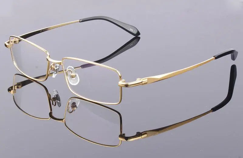 Men's Rectangular Full Rim Titanium Prescription Glasses 9867 — view 14 | Rx Spectacle
