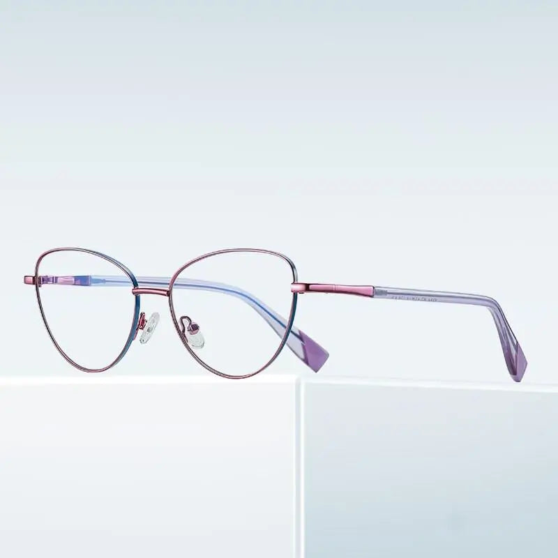 Women's Cat Eye Full Rim Alloy Prescription Glasses 3020 — view 8 | Rx Spectacle