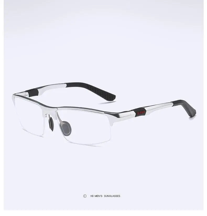 Men's Rectangular Semi-Rimless Aluminum Prescription Glasses Y3121 — view 19 | Rx Spectacle