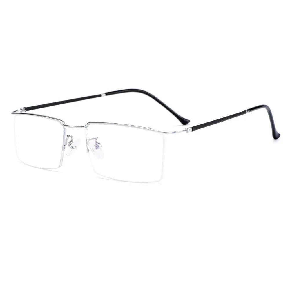 Men's Square Semi-Rimless Titanium Prescription Glasses Y2533 — view 8 | Rx Spectacle
