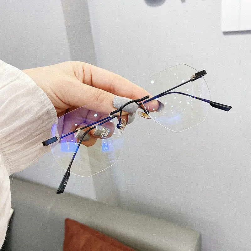Men's Polygon Rimless Alloy Prescription Glasses 6213 — view 14 | Rx Spectacle