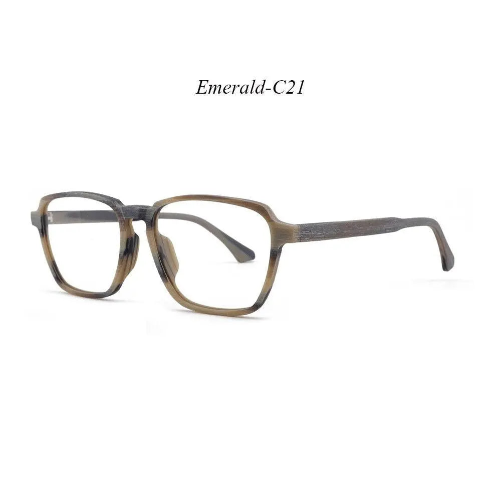 Men's Polygon Full Rim Wood Oversized Prescription Glasses 1694 — view 3 | Rx Spectacle