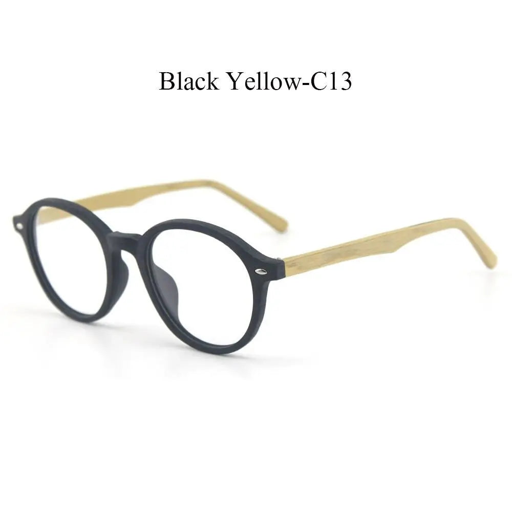 Unisex Round Full Rim Wood Prescription Glasses 4237 — view 9 | Rx Spectacle