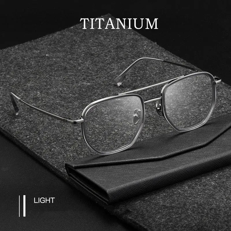 Unisex Full Rim Titanium Double Bridge Prescription Glasses L1361 — view 8 | Rx Spectacle