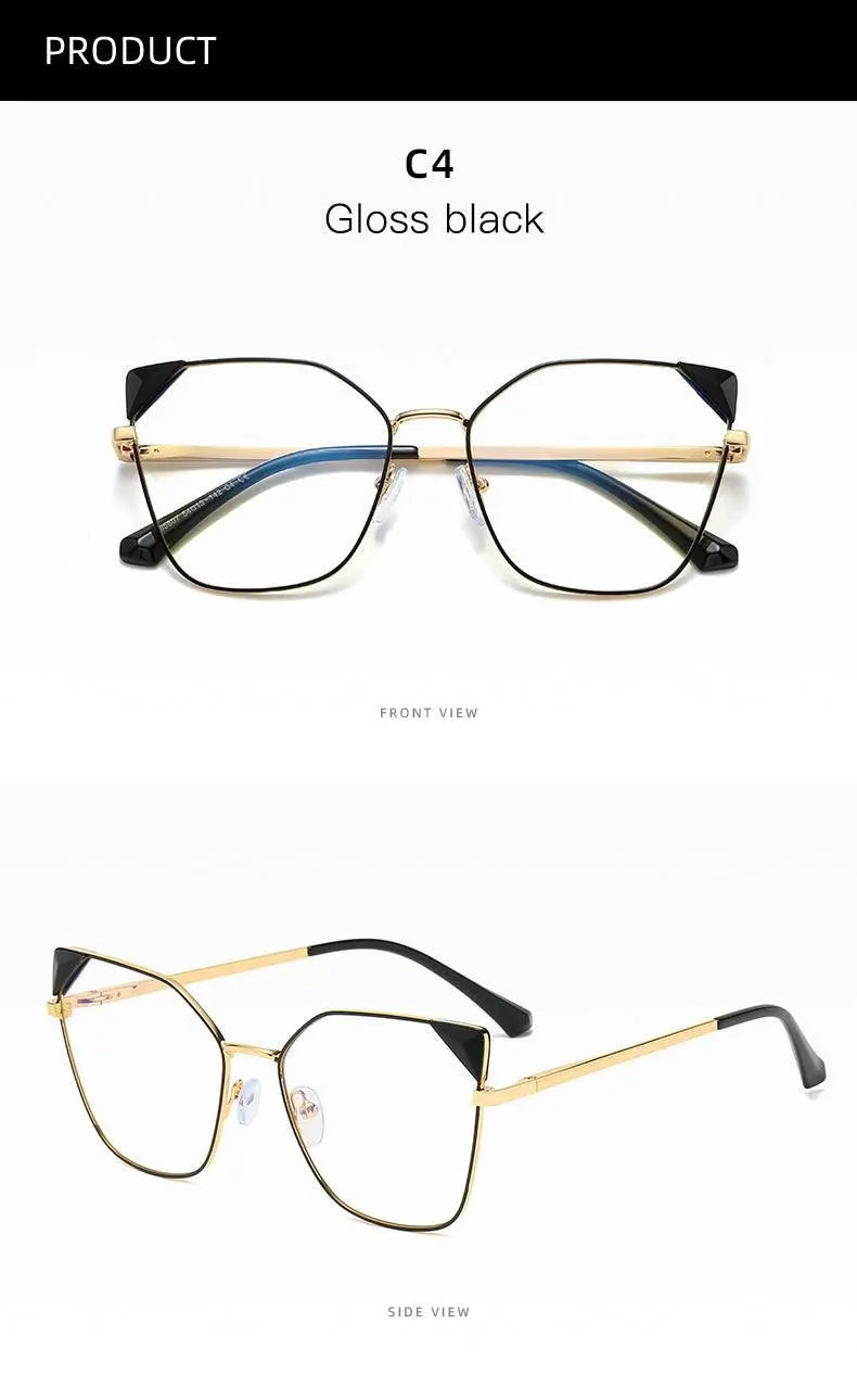 Women's Cat Eye Full Rim Alloy Prescription Glasses 95807 — view 13 | Rx Spectacle
