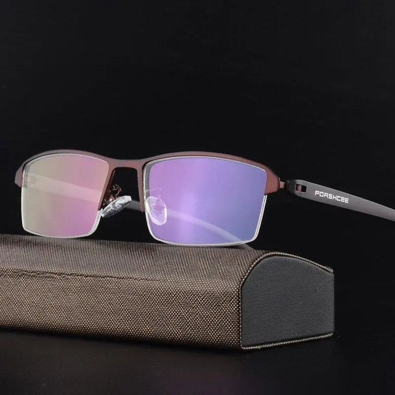 Men's Square Semi-Rimless Alloy Prescription Glasses P9031 — view 6 | Rx Spectacle