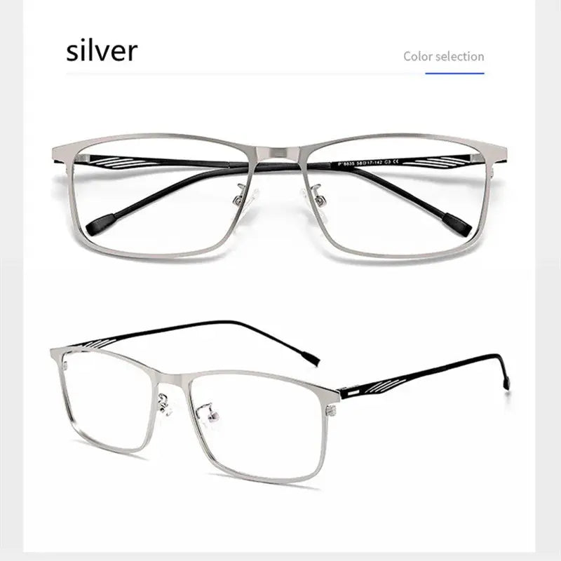 Unisex Square Full Rim Alloy Reading Glasses 8835 — view 6 | Rx Spectacle