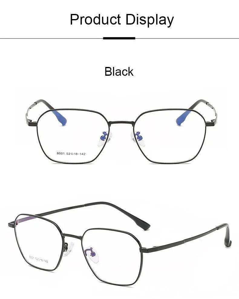 Unisex Square Full Rim Alloy Prescription Glasses 8001 — view 12 | Rx Spectacle