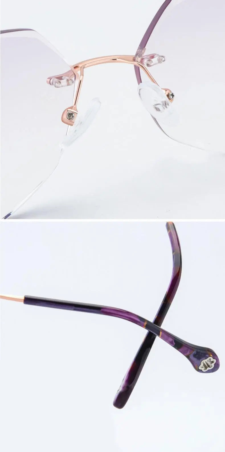 Unisex Square Rimless Titanium Prescription Glasses 88037 — view 10 | Rx Spectacle