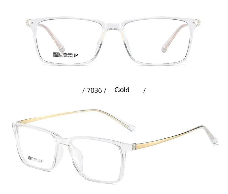 Men's Rectangular Full Rim Titanium Prescription Glasses 7036 — view 20 | Rx Spectacle