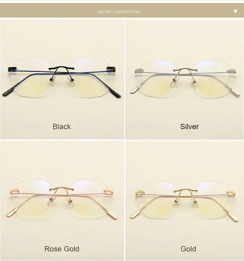 Men's Polygon Rimless Alloy Prescription Glasses 6213 — view 17 | Rx Spectacle