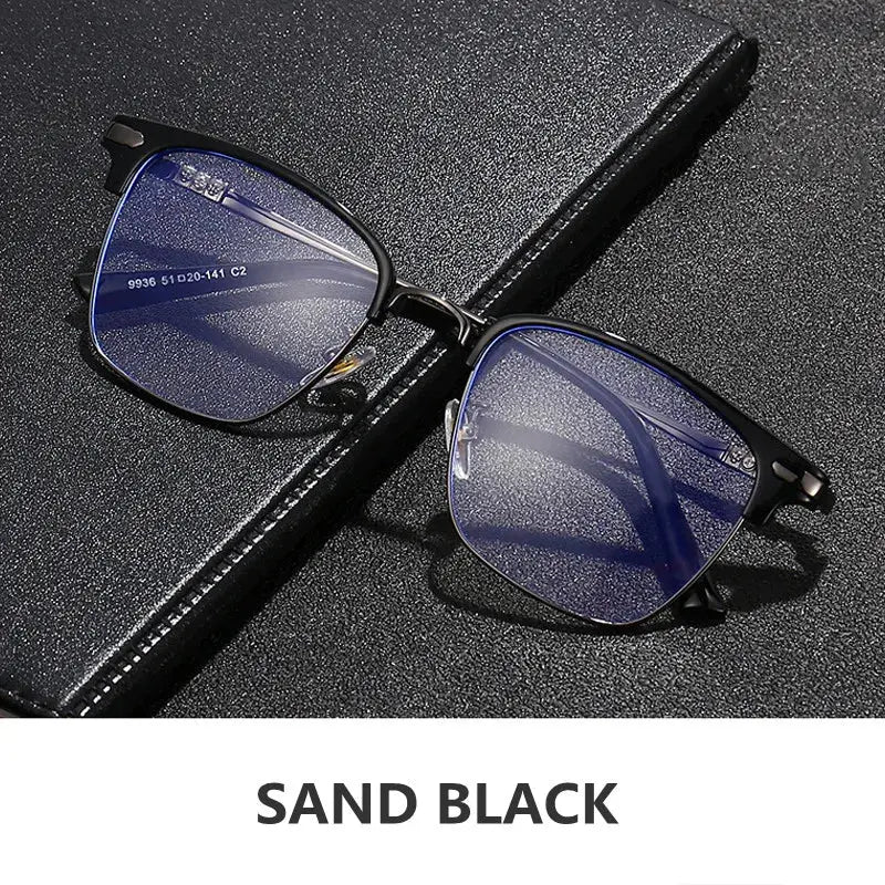 Unisex Square Full Rim Titanium Prescription Glasses 7509 — view 10 | Rx Spectacle